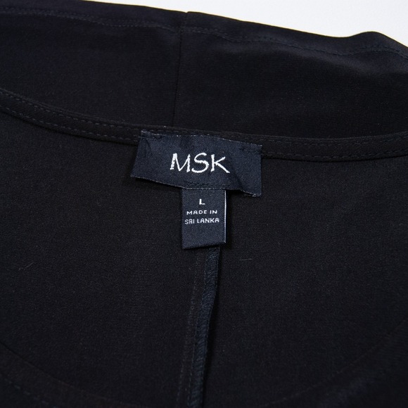 MSK Black‎ Dress Floral Embroidered Bell Sleeve Cocktail Party Career L Large - Picture 3 of 10